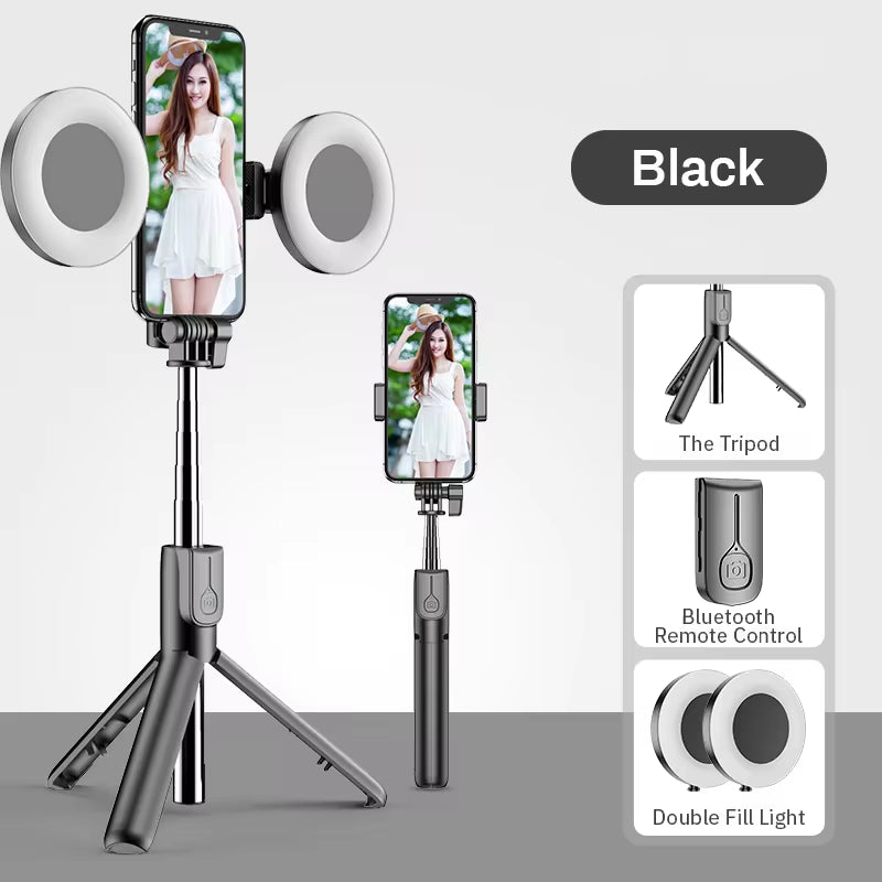 4 in 1 Wireless Bluetooth Compatible Selfie Stick LED Ring Light