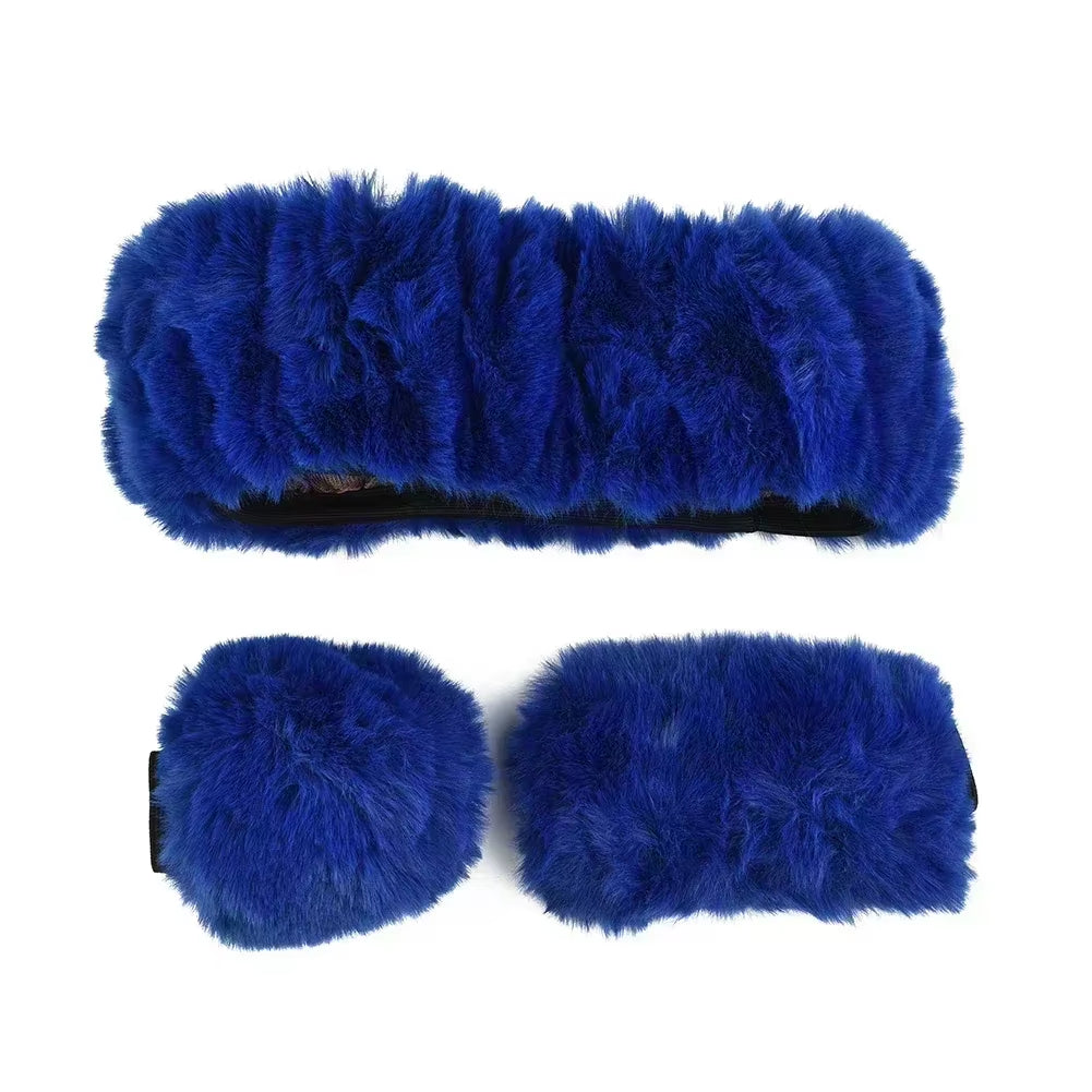 3Pcs/Set Warm Faux Wool Steering Wheel Set