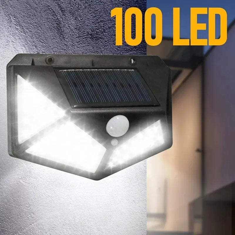 100 LED Solar Wall Lamp 4 Sides Luminous with Motion Sensor