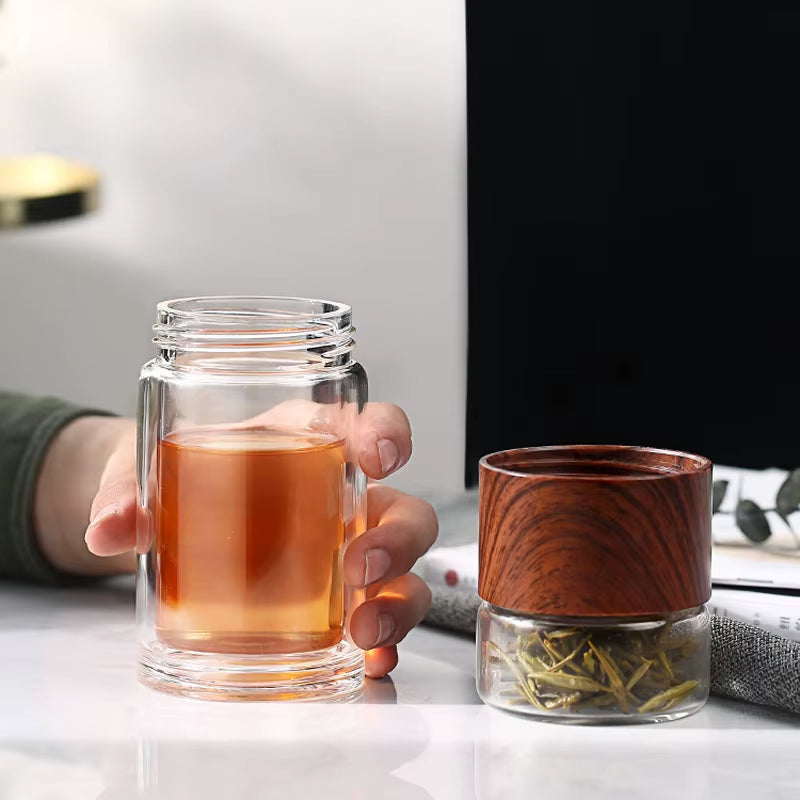 High Quality Double Glass Water Bottle with Case Tea Drink Bottle Infuser Tumbler Drinkware Waterbottle Eco-Friendly