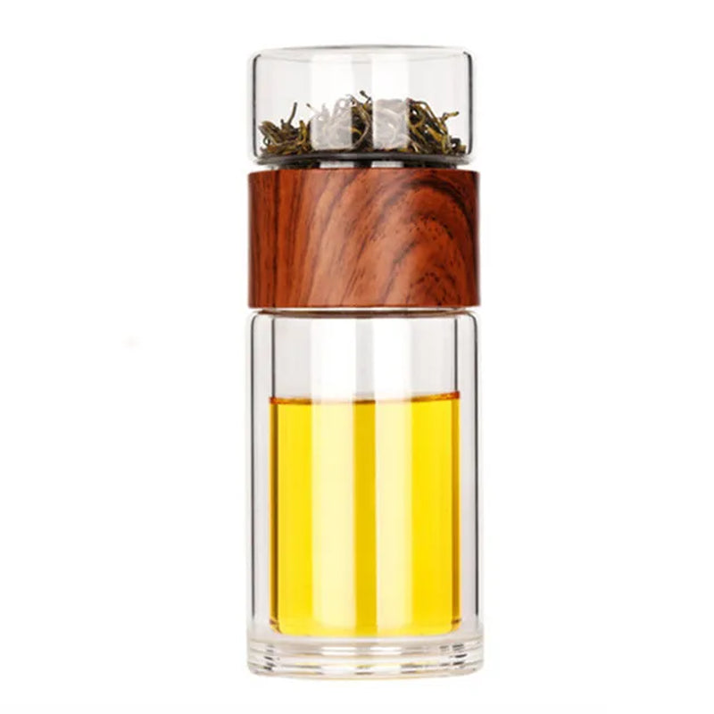 High Quality Double Glass Water Bottle with Case Tea Drink Bottle Infuser Tumbler Drinkware Waterbottle Eco-Friendly