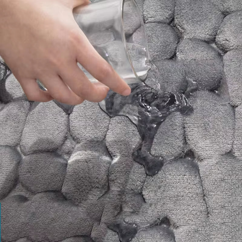 Cobblestone Embossed Bathroom Bath Mat Non-Slip w/ Memory Foam