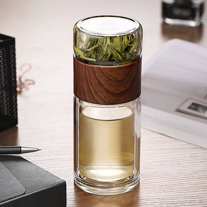 High Quality Double Glass Water Bottle with Case Tea Drink Bottle Infuser Tumbler Drinkware Waterbottle Eco-Friendly