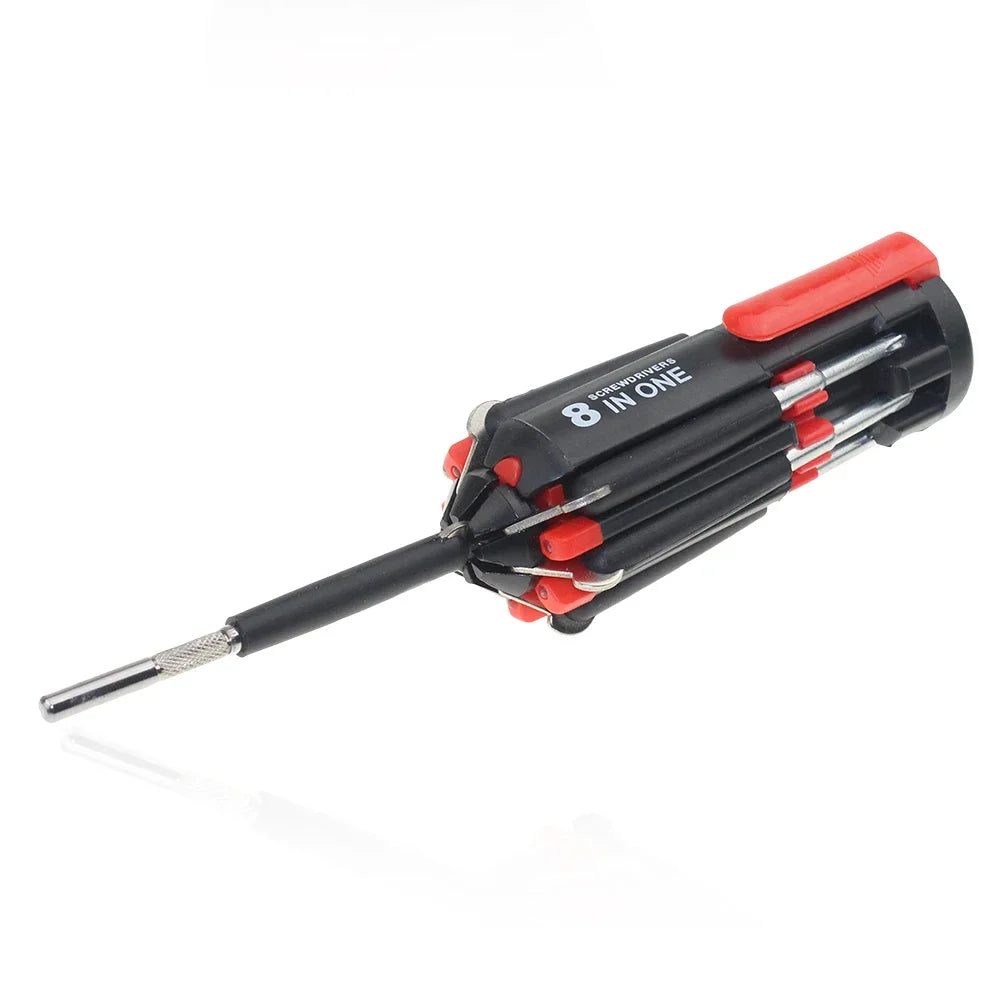 8 In1 Slotted Phillips Screwdriver Precision with LED Light Folding Screwdriver Bits