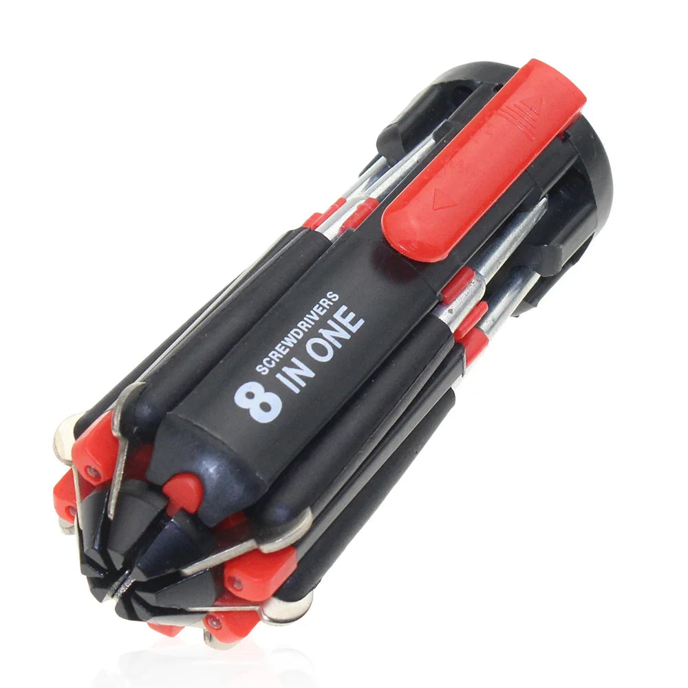 8 In1 Slotted Phillips Screwdriver Precision with LED Light Folding Screwdriver Bits