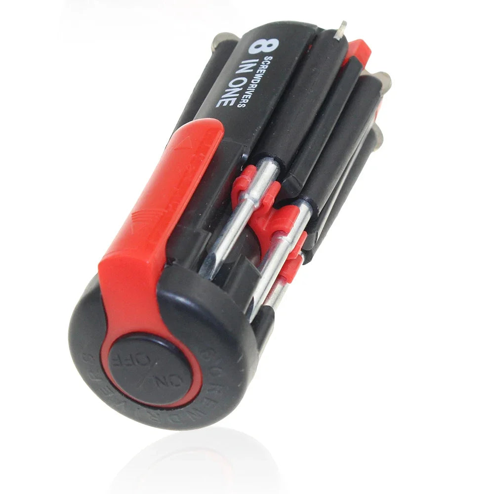 8 In1 Slotted Phillips Screwdriver Precision with LED Light Folding Screwdriver Bits