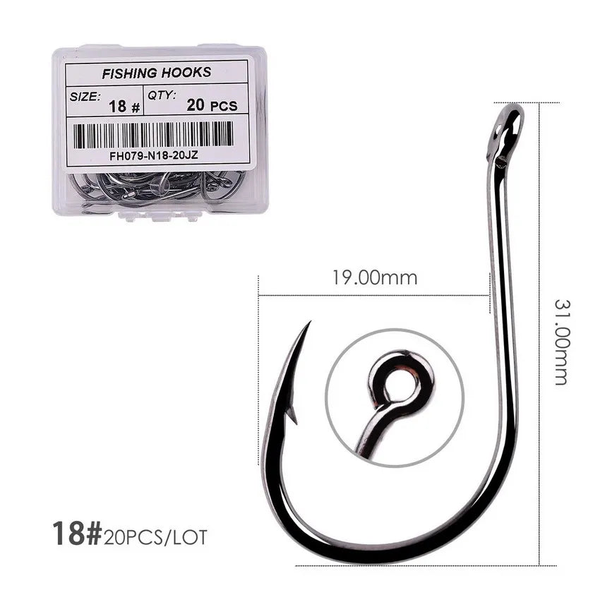 50Pcs / 20Pcs / Size 2-22# Ring Eye Japan Fishhooks