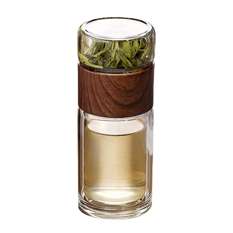 High Quality Double Glass Water Bottle with Case Tea Drink Bottle Infuser Tumbler Drinkware Waterbottle Eco-Friendly