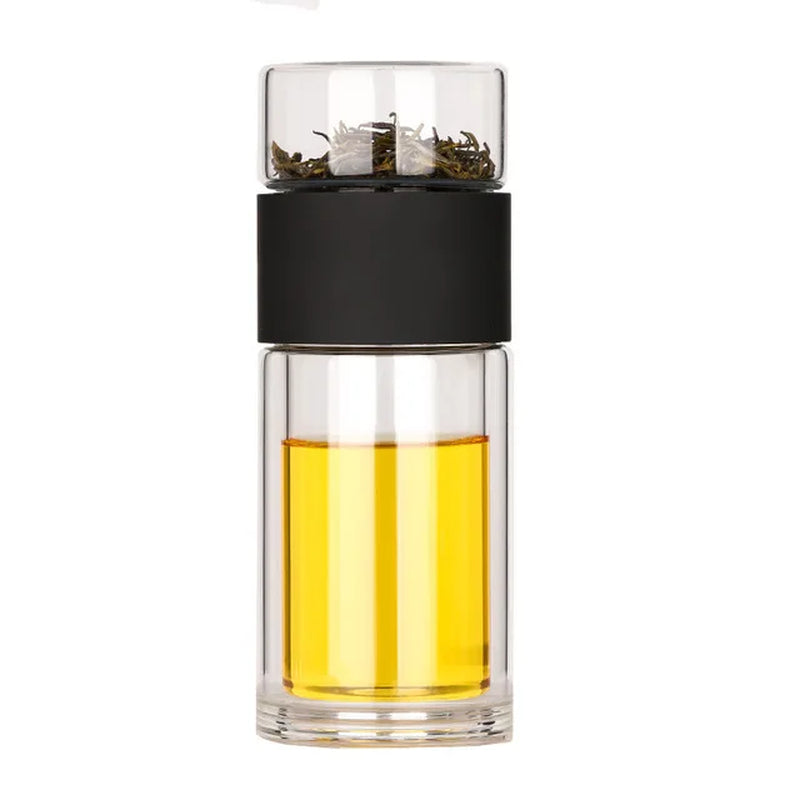 High Quality Double Glass Water Bottle with Case Tea Drink Bottle Infuser Tumbler Drinkware Waterbottle Eco-Friendly