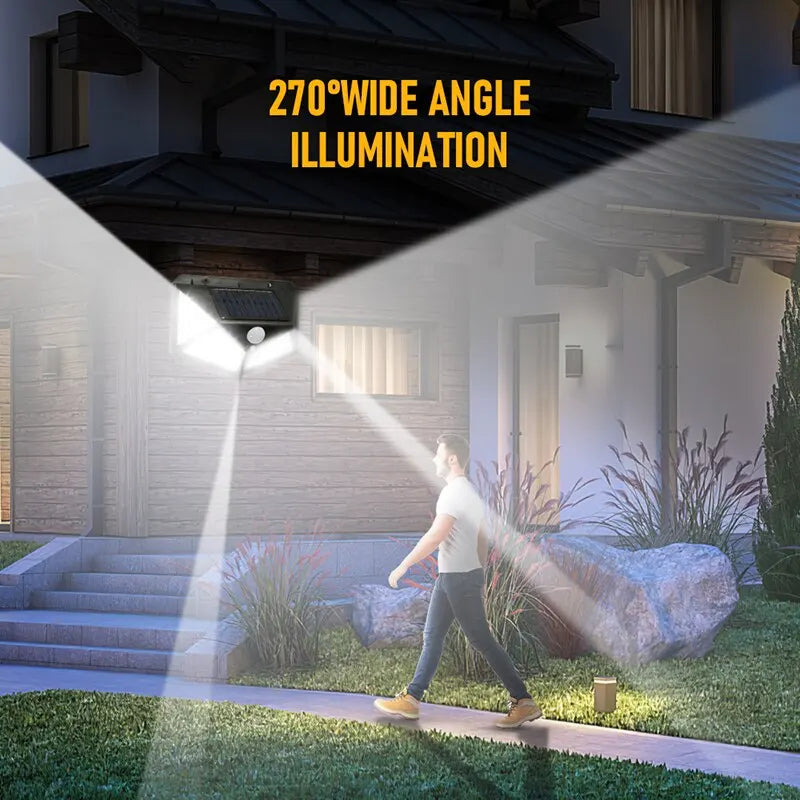 100 LED Solar Wall Lamp 4 Sides Luminous with Motion Sensor