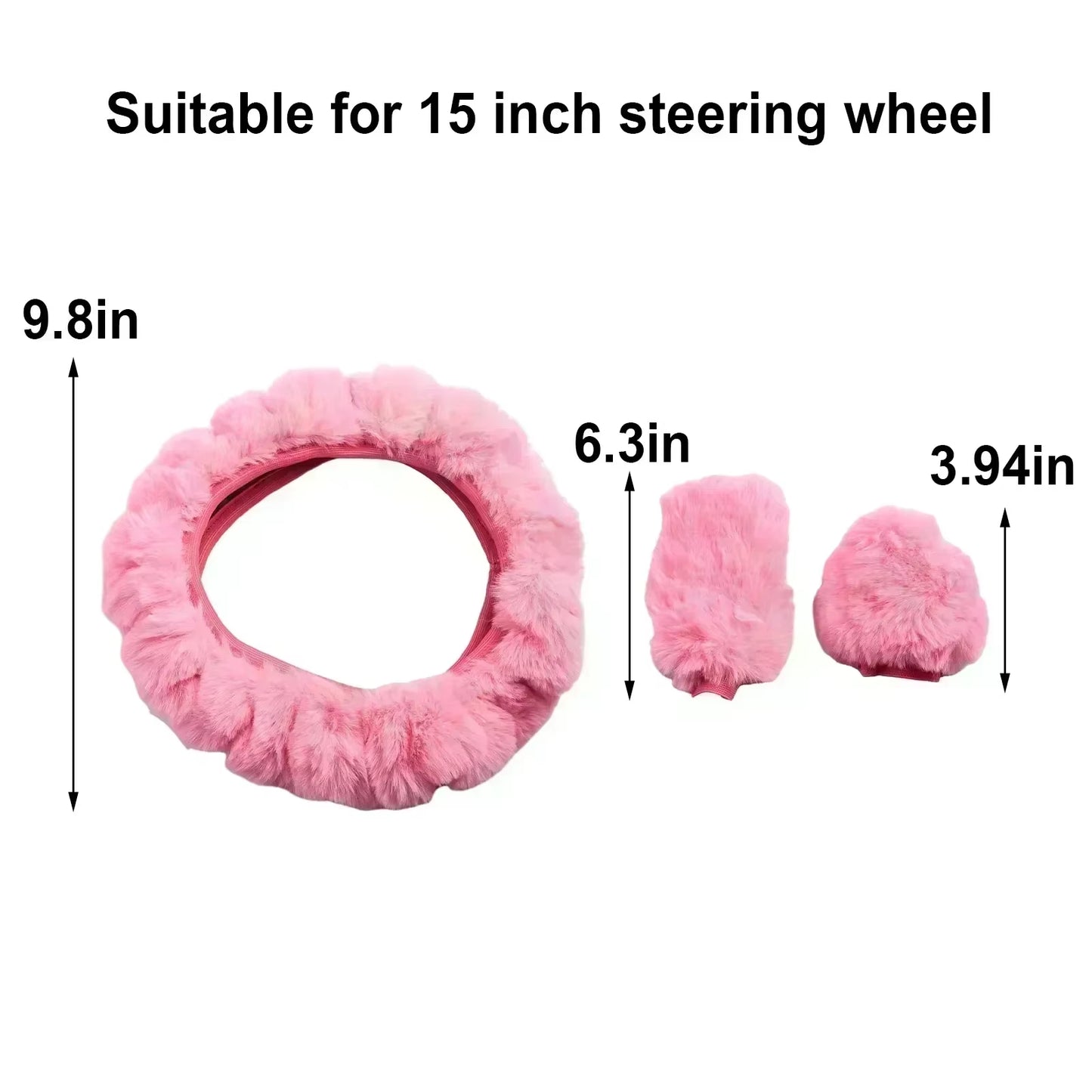 3Pcs/Set Warm Faux Wool Steering Wheel Set