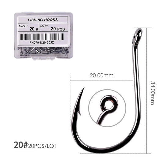 50Pcs / 20Pcs / Size 2-22# Ring Eye Japan Fishhooks