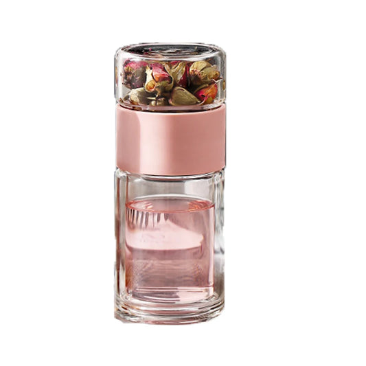 High Quality Double Glass Water Bottle with Case Tea Drink Bottle Infuser Tumbler Drinkware Waterbottle Eco-Friendly