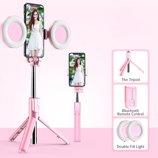 4 in 1 Wireless Bluetooth Compatible Selfie Stick LED Ring Light